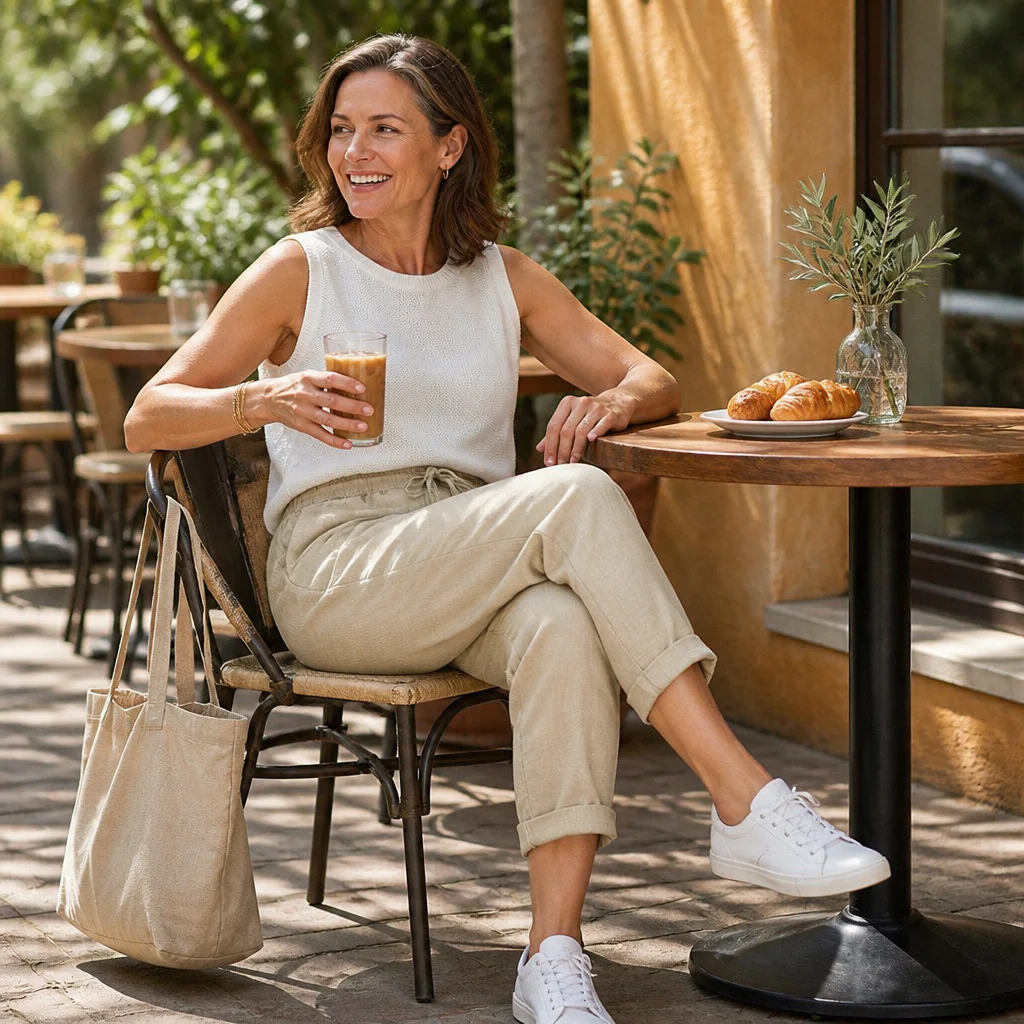 LuxeraSilk™ – Relaxed Cotton-Linen Drawstring Pants with Elastic Waist - Image 2