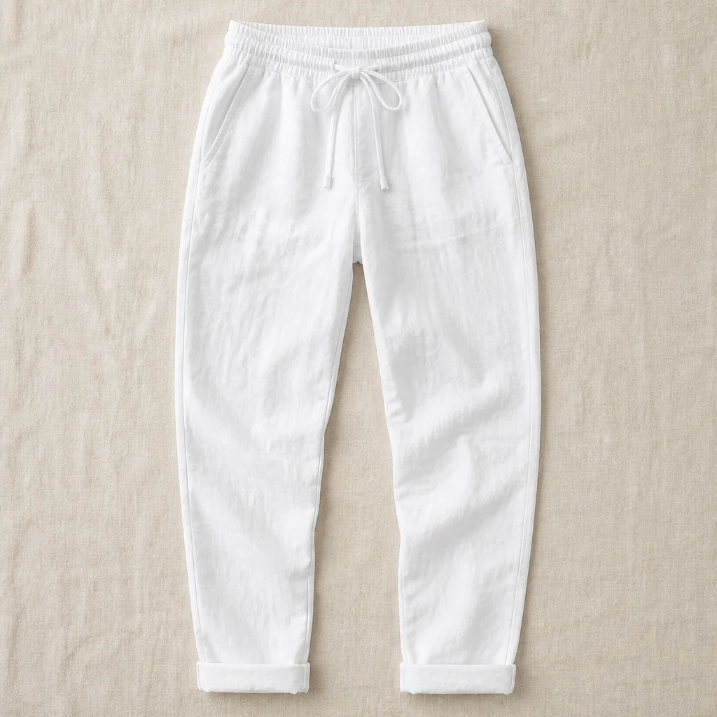 LuxeraSilk™ – Relaxed Cotton-Linen Drawstring Pants with Elastic Waist - Image 4