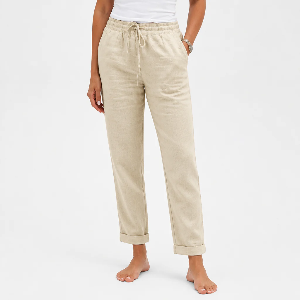 LuxeraSilk™ – Relaxed Cotton-Linen Drawstring Pants with Elastic Waist - Image 9