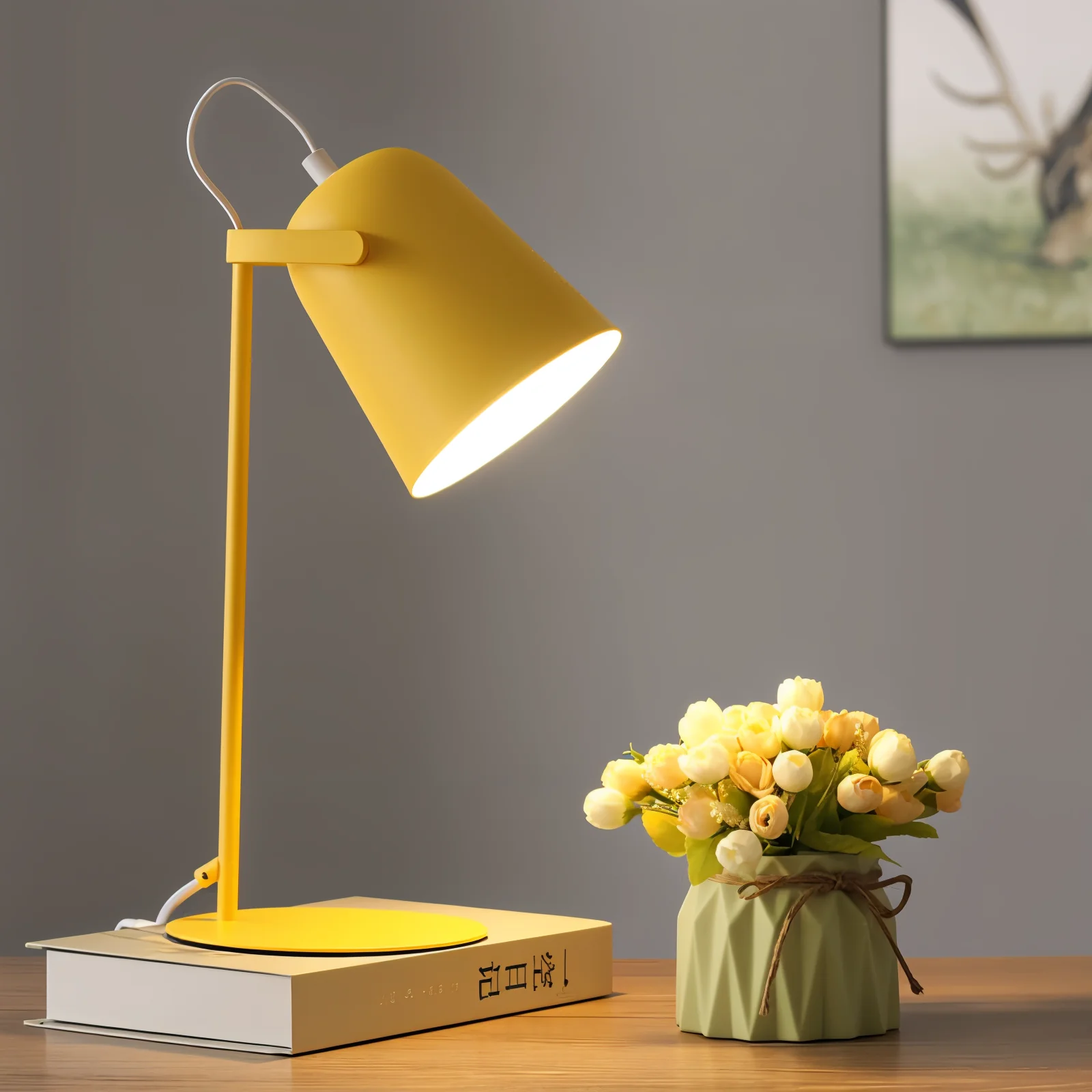 Macaron Table Lamp - Nordic Yellow Desk Lamp - Adjustable Light - Image 8