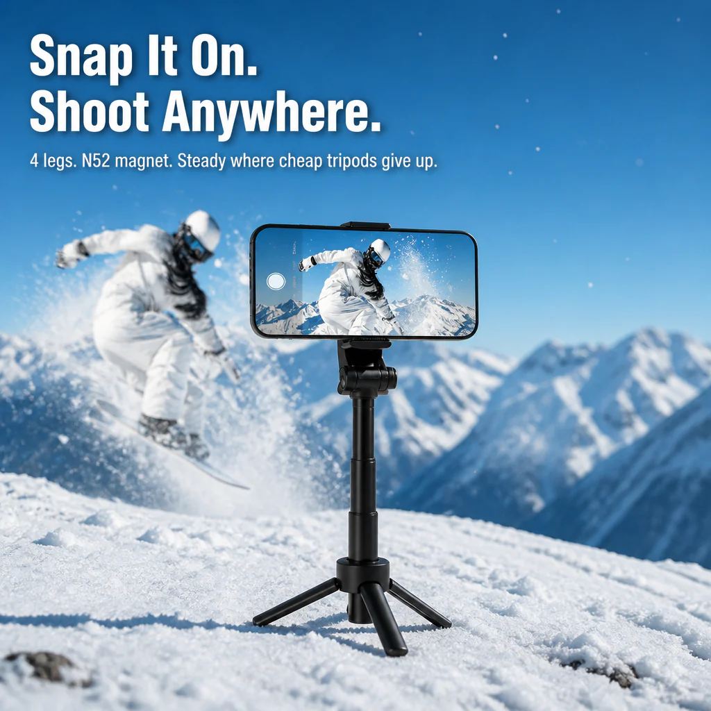 SnapStudio™ — Snap Your Phone In, Pop Four Legs Out, Hit Record
