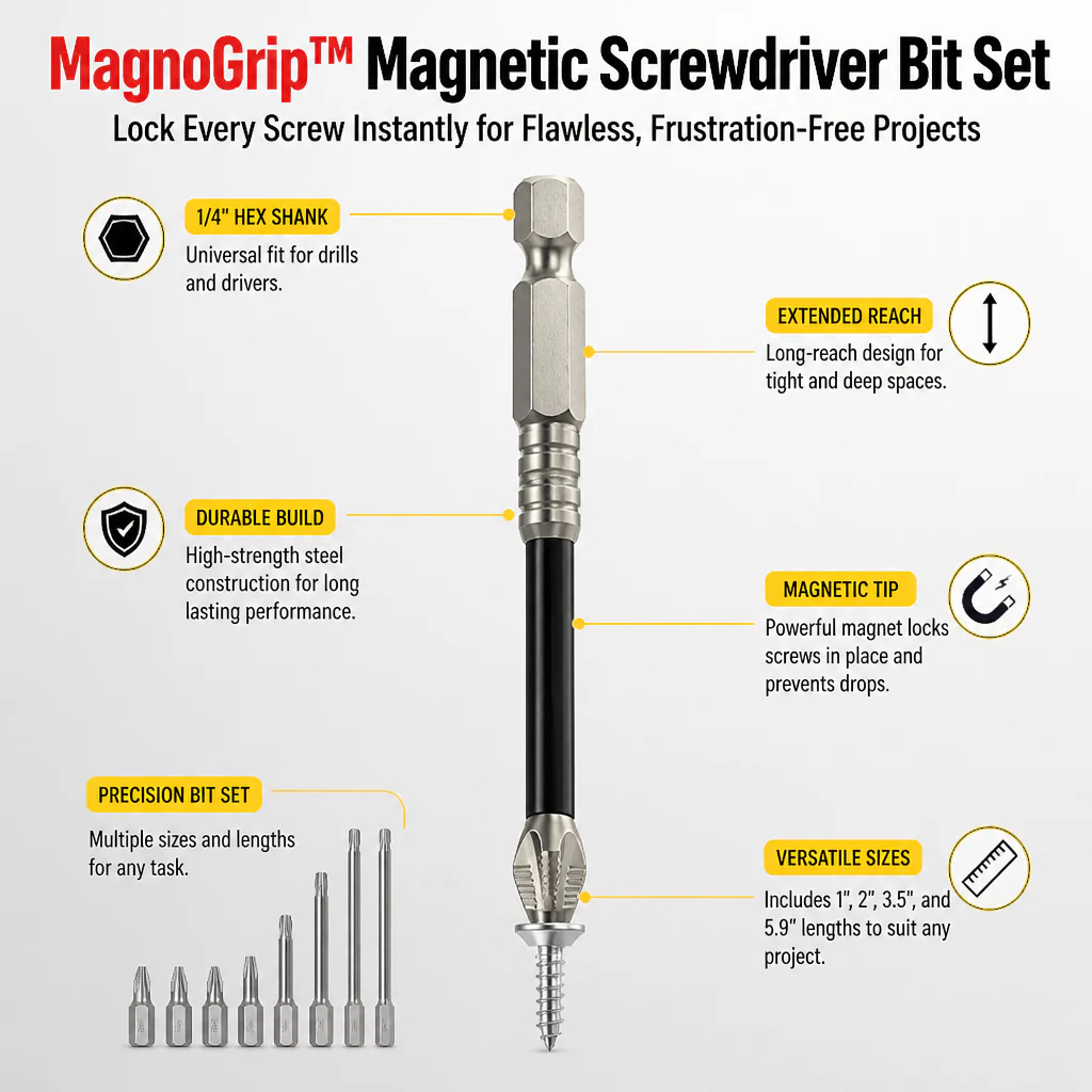 MagnoGrip™ Magnetic Screwdriver Bit Set — Lock Every Screw Instantly for Flawless, Frustration-Free Projects - Image 6
