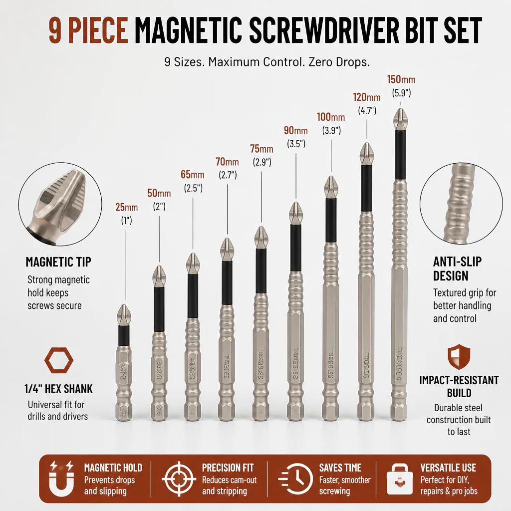 MagnoGrip™ Magnetic Screwdriver Bit Set — Lock Every Screw Instantly for Flawless, Frustration-Free Projects - Image 8