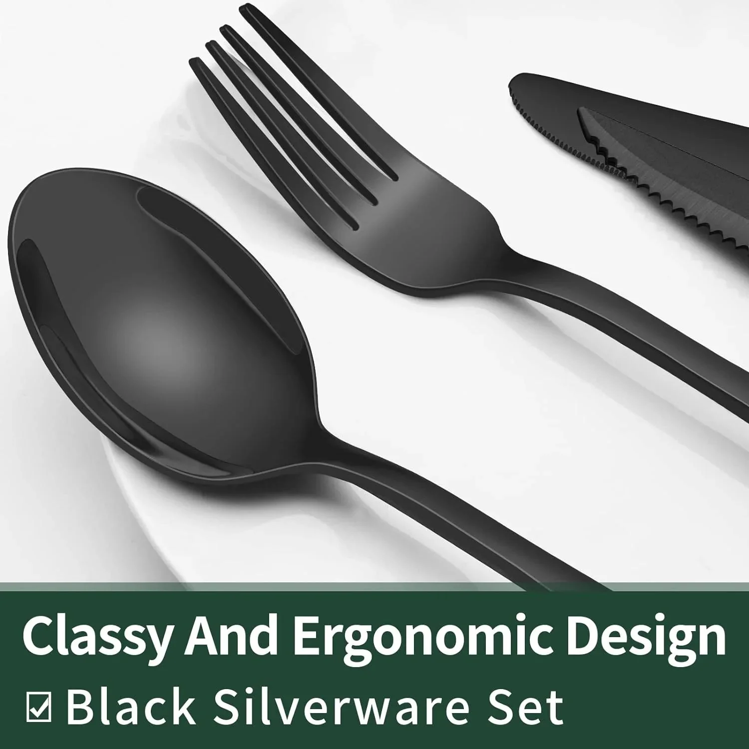 Matte Black Tableware Set - Elegant Organization for Every Dinner - Image 2