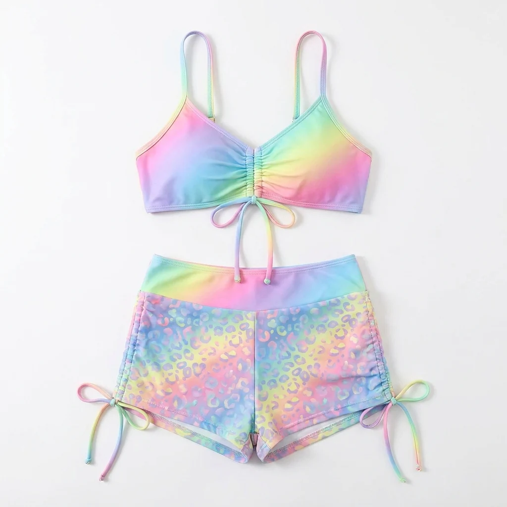 MirageCove™ – High-Waist Boyshort Bikini Set with Adjustable Side Drawstrings - Image 17