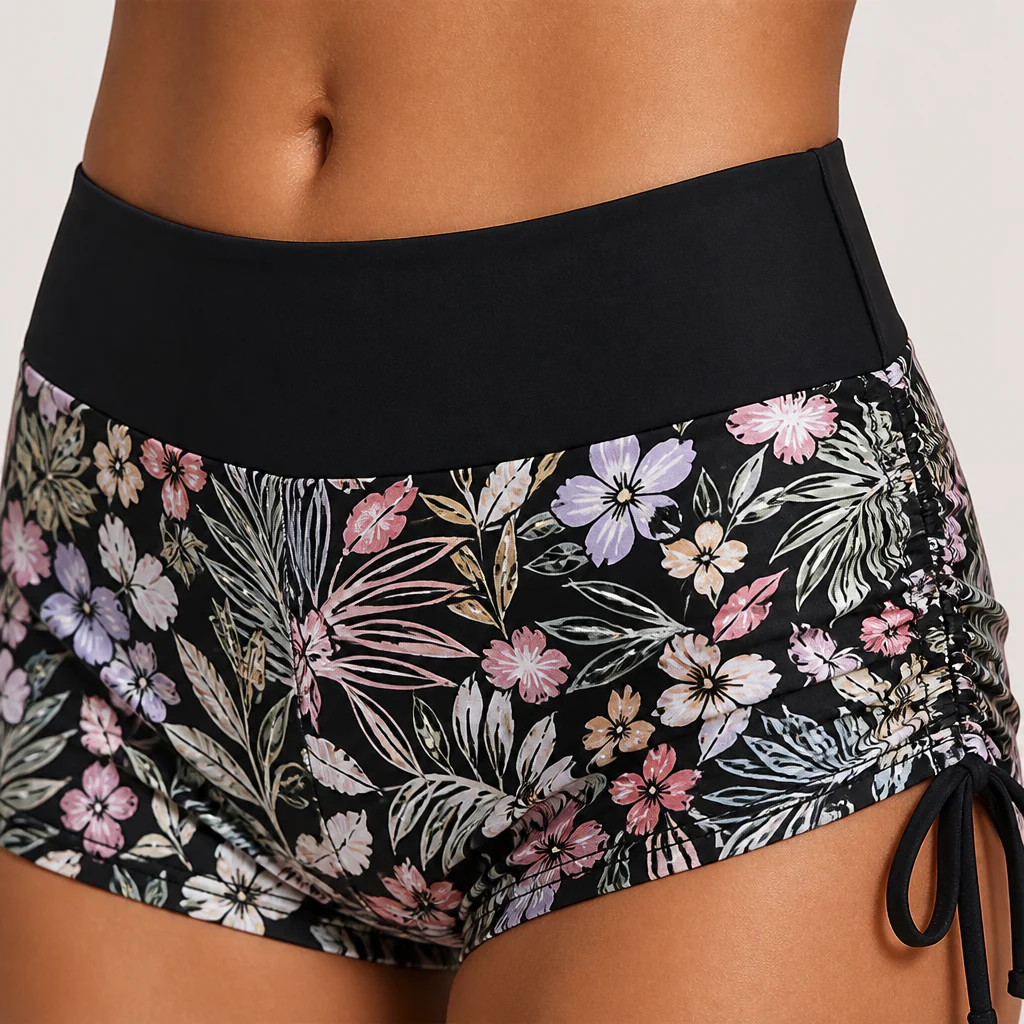 MirageCove™ – High-Waist Boyshort Bikini Set with Adjustable Side Drawstrings - Image 7
