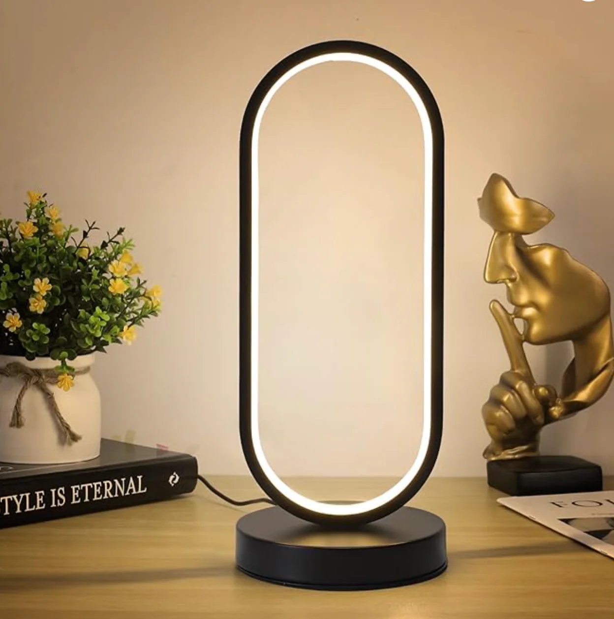 OvalGlow | Dimmable Modern Touch Control LED Desk Lamp with 3 Colors - Image 2