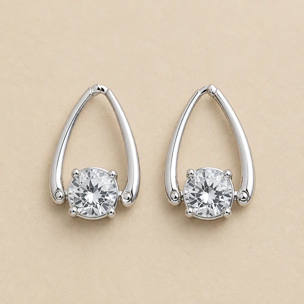Lumelle™ – Crystal Solitaire Drop Hoop Earrings - Image 3
