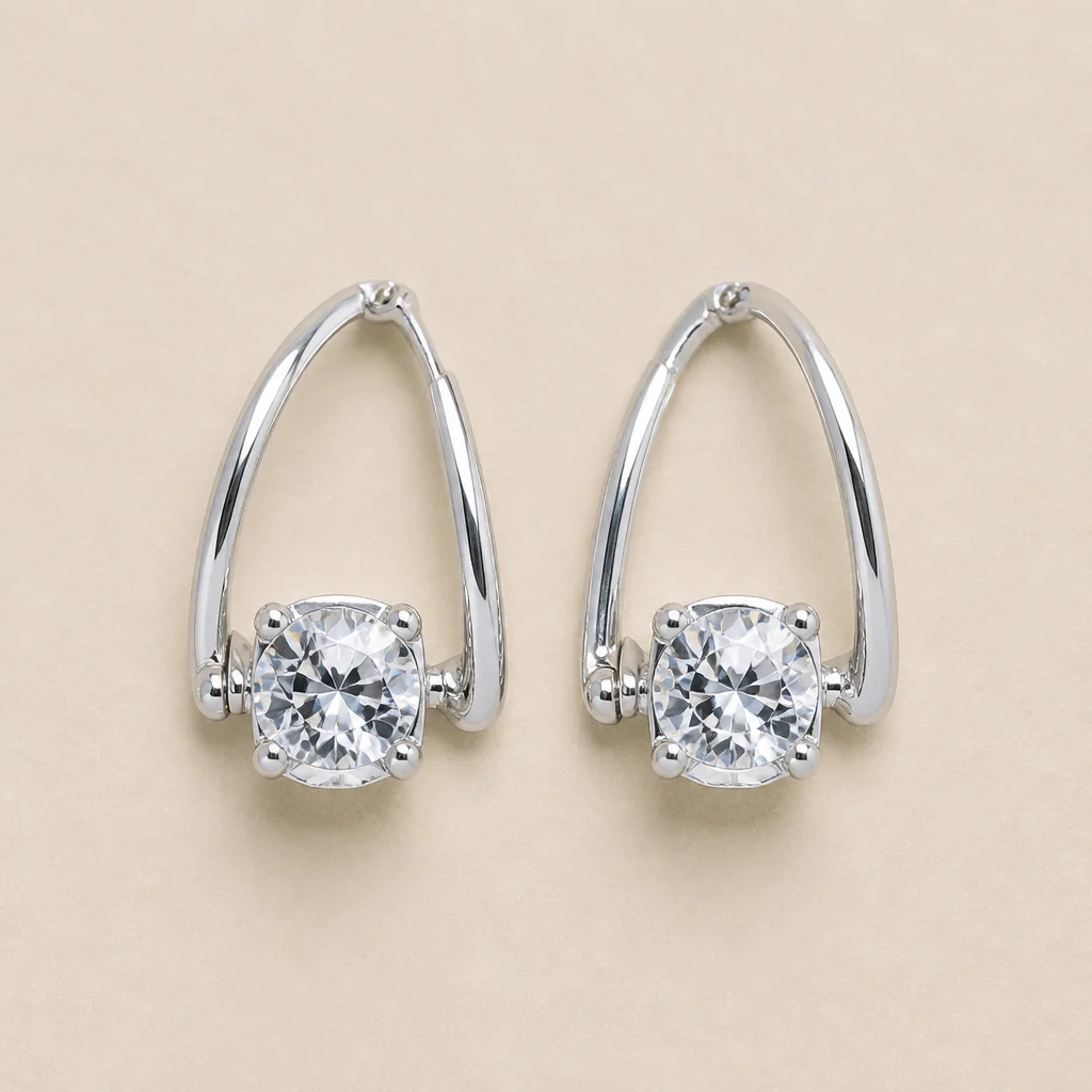 Lumelle™ – Crystal Solitaire Drop Hoop Earrings - Image 8