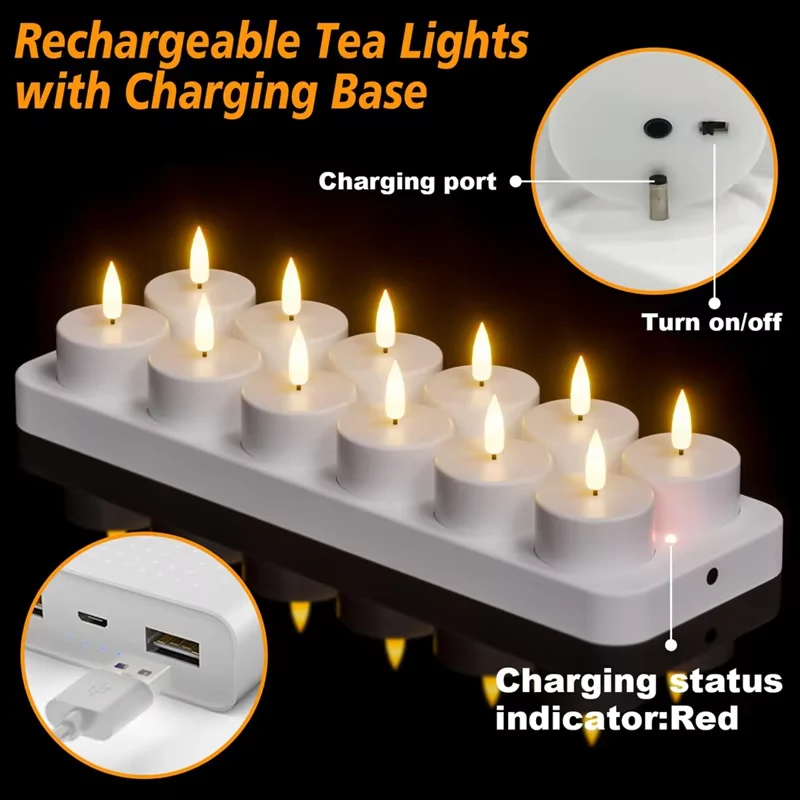 Rechargeable LED Candles with USB Charging Station - Image 3