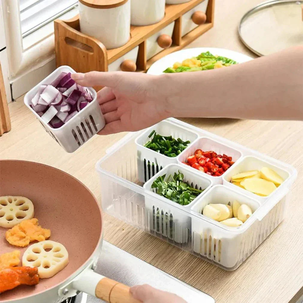 Refrigerator Storage Container | Moisture-Resistant Drain Insert | Stackable Tray | CoolClear - Image 3