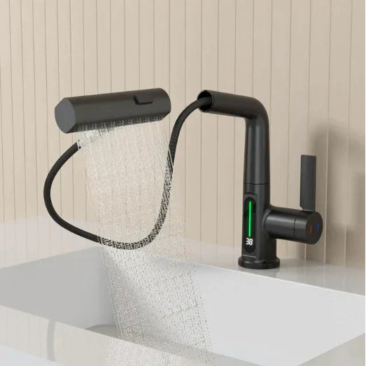 Retractable Kitchen Faucet with LED Light and 5 Spray Options - Image 10