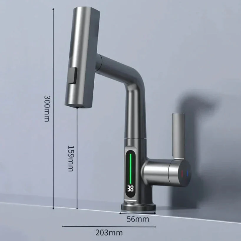 Retractable Kitchen Faucet with LED Light and 5 Spray Options - Image 11