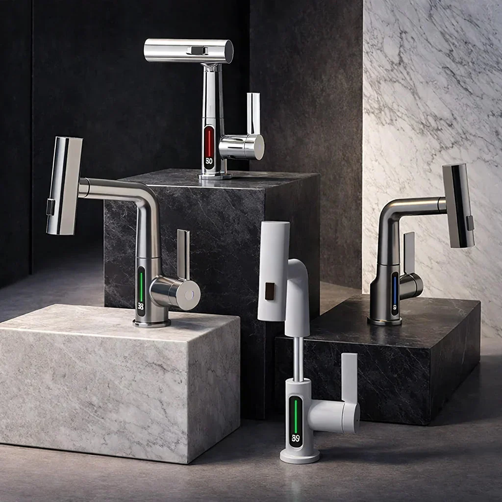 Retractable Kitchen Faucet with LED Light and 5 Spray Options - Image 7