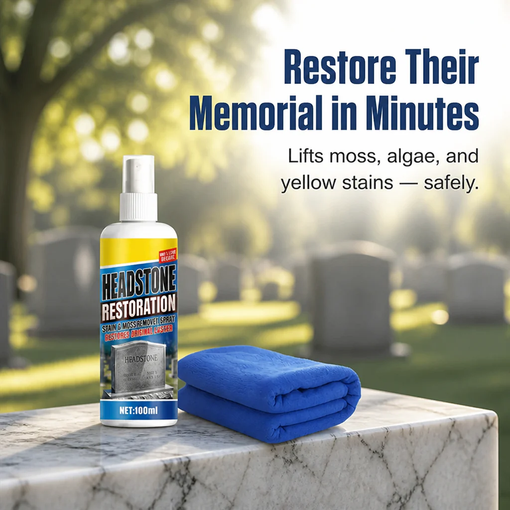 ReViveStone™ — Lift Moss, Algae & Yellow Stains From Memorial Stone in Minutes