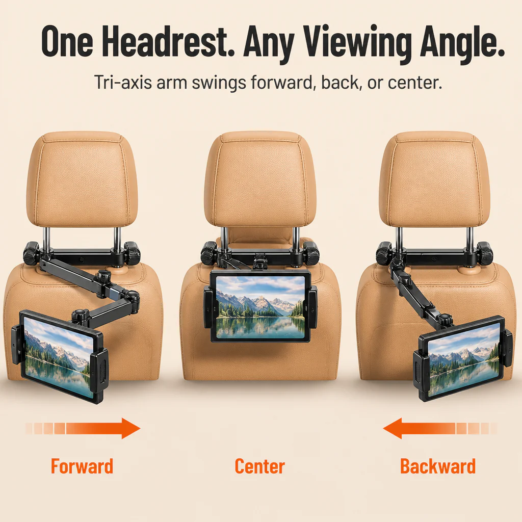RoadEase™ — Mount Your Tablet Dead-Center Between Both Headrests for Strain-Free Backseat Viewing - Image 2
