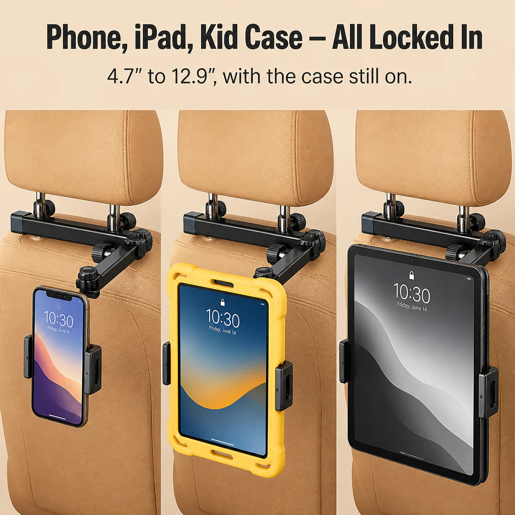 RoadEase™ — Mount Your Tablet Dead-Center Between Both Headrests for Strain-Free Backseat Viewing - Image 4