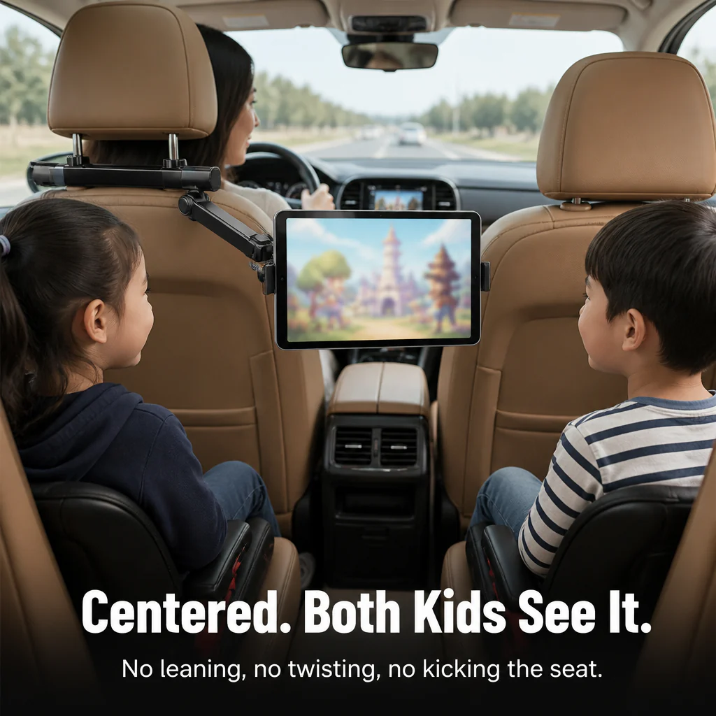 RoadEase™ — Mount Your Tablet Dead-Center Between Both Headrests for Strain-Free Backseat Viewing - Image 5