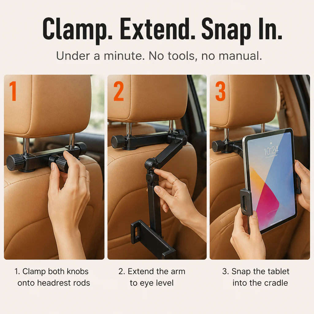 RoadEase™ — Mount Your Tablet Dead-Center Between Both Headrests for Strain-Free Backseat Viewing - Image 7