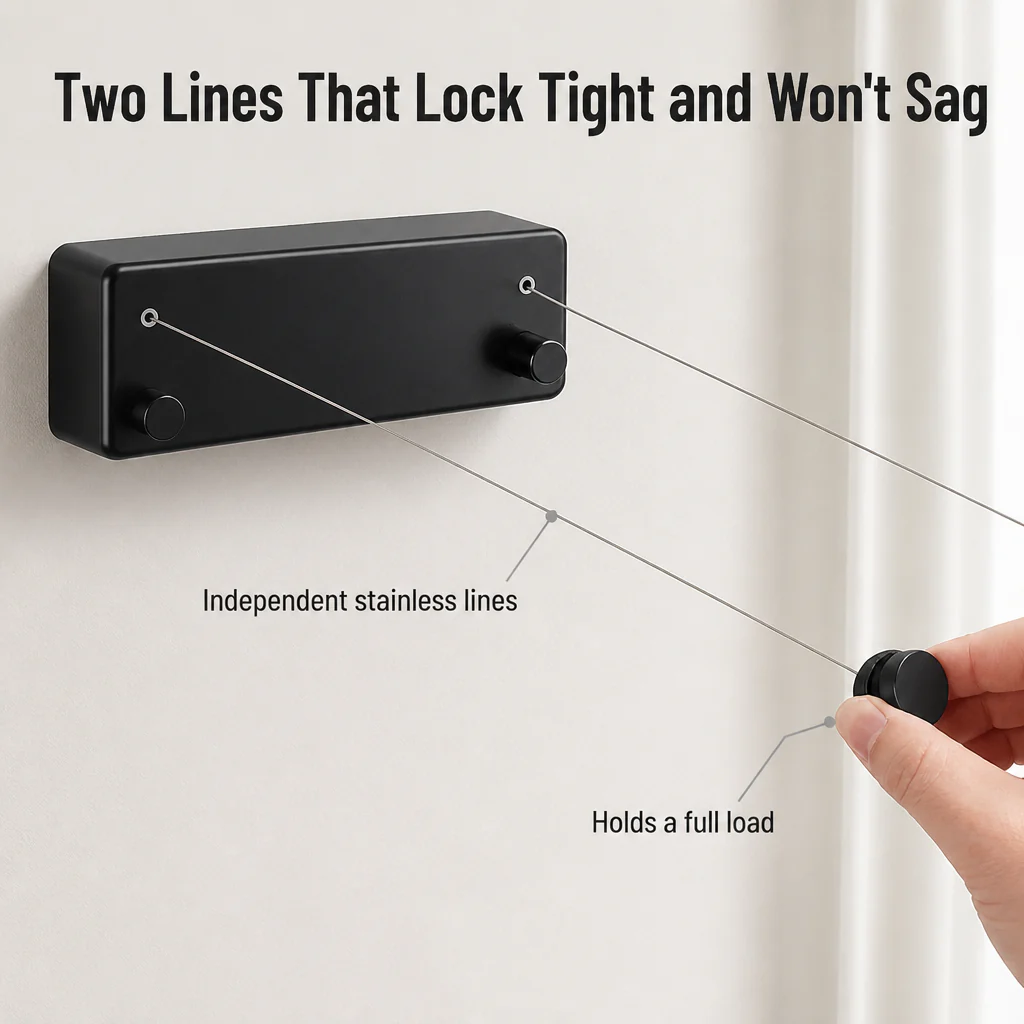 RoomFlow™ — Dry a Full Load, Then Vanish Your Clothesline Flat to the Wall - Image 4