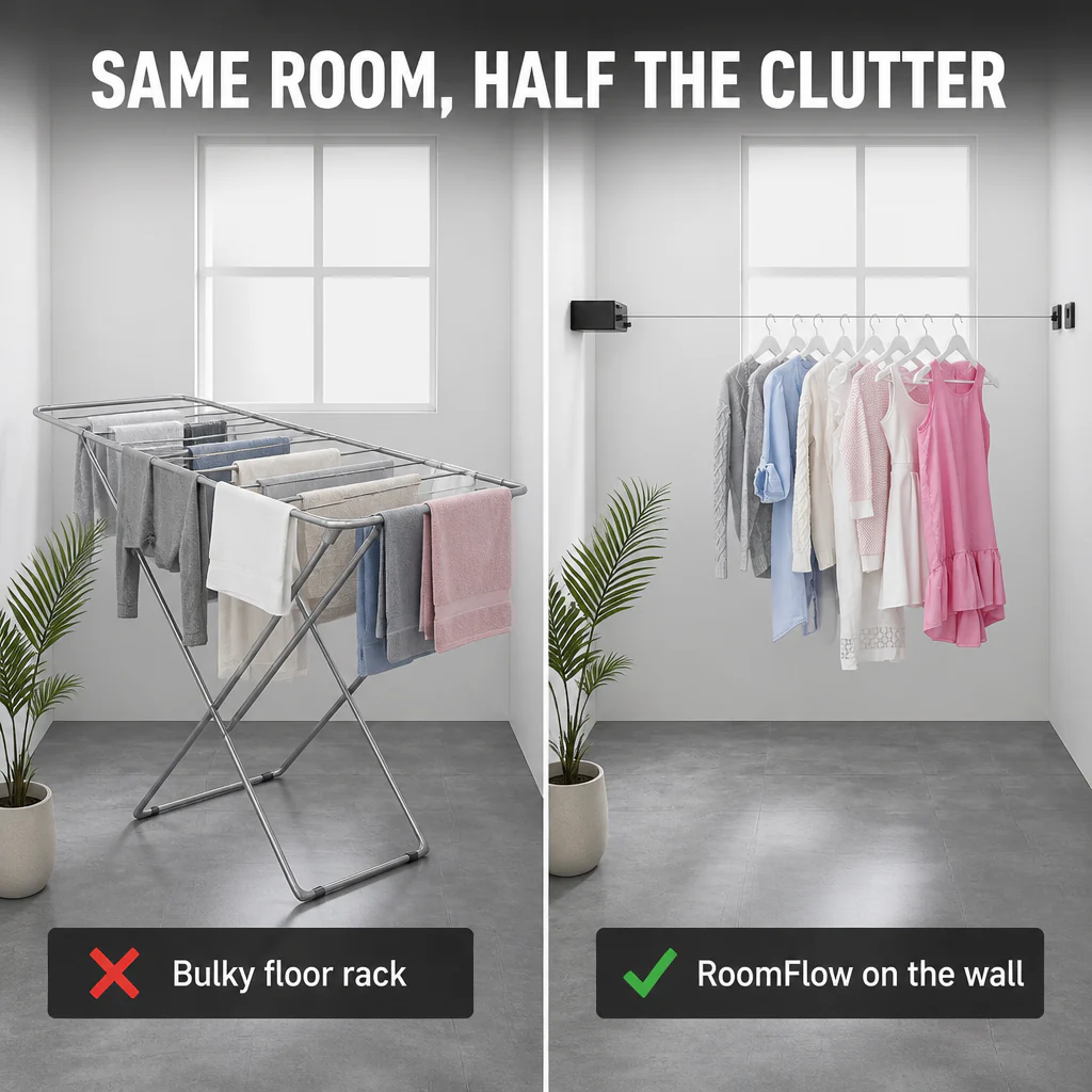 RoomFlow™ — Dry a Full Load, Then Vanish Your Clothesline Flat to the Wall - Image 7