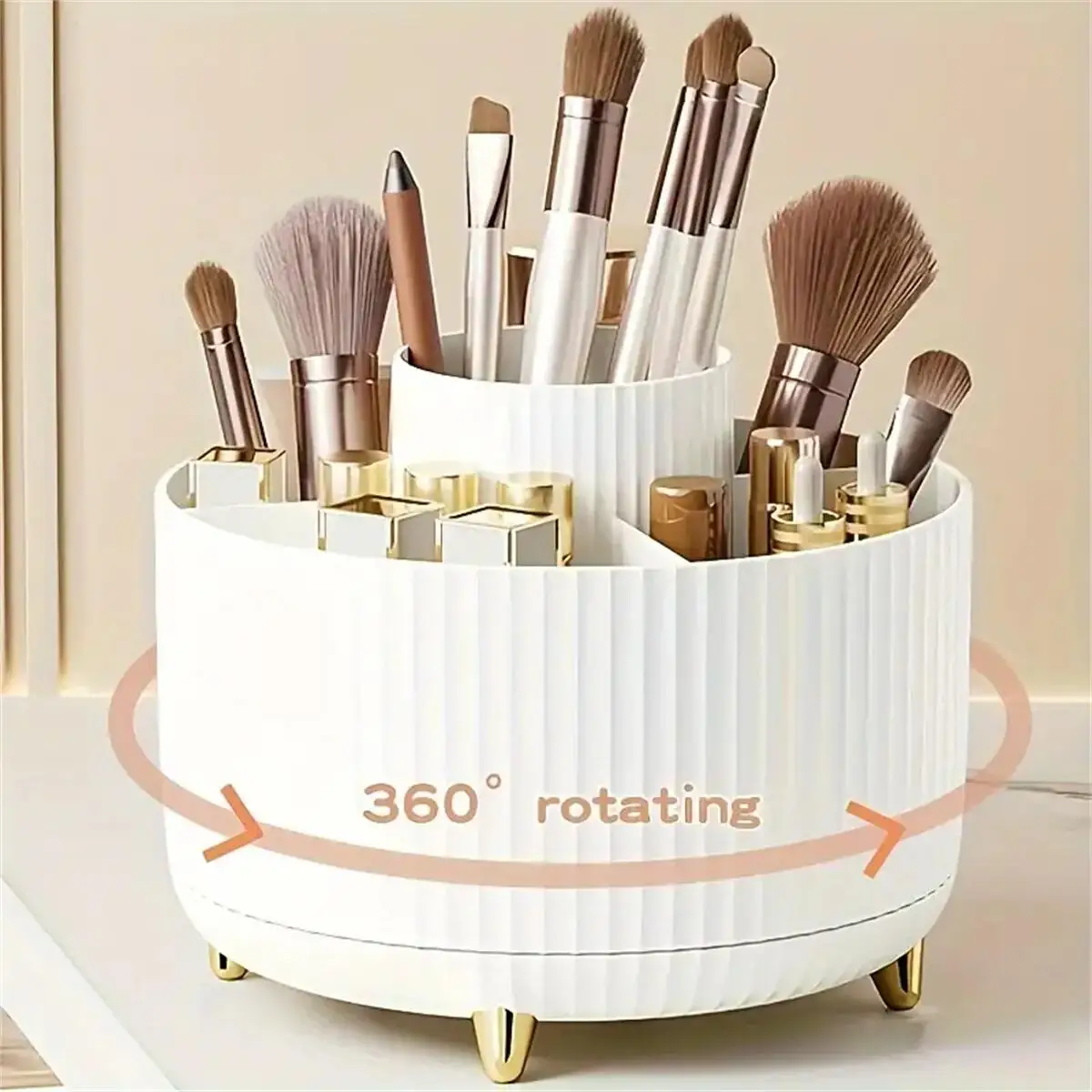 Rotating Makeup Organizer with 5 Compartments - 360° Design - Image 8