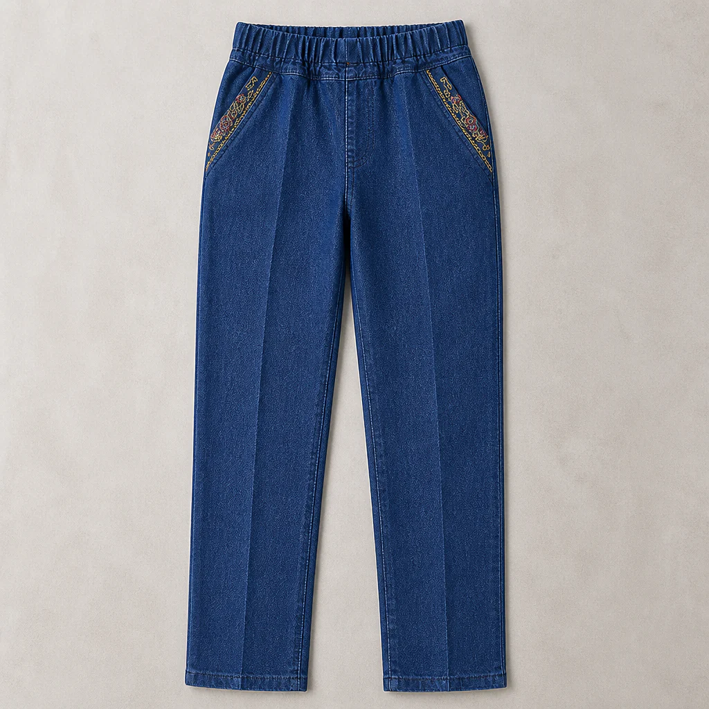 SculptEase™ – Pull-On Stretch Straight Leg Jeans with Embroidered Pockets - Image 10