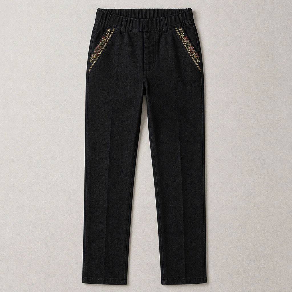 SculptEase™ – Pull-On Stretch Straight Leg Jeans with Embroidered Pockets - Image 11