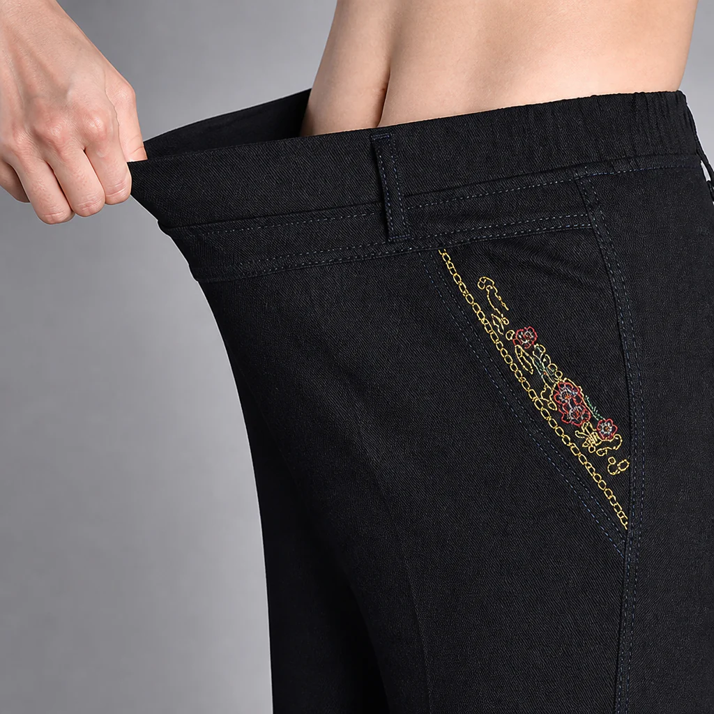 SculptEase™ – Pull-On Stretch Straight Leg Jeans with Embroidered Pockets - Image 7