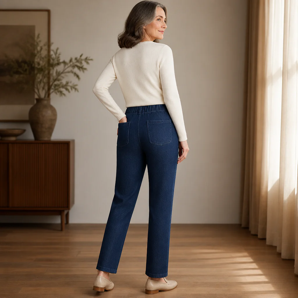 SculptEase™ – Pull-On Stretch Straight Leg Jeans with Embroidered Pockets - Image 8