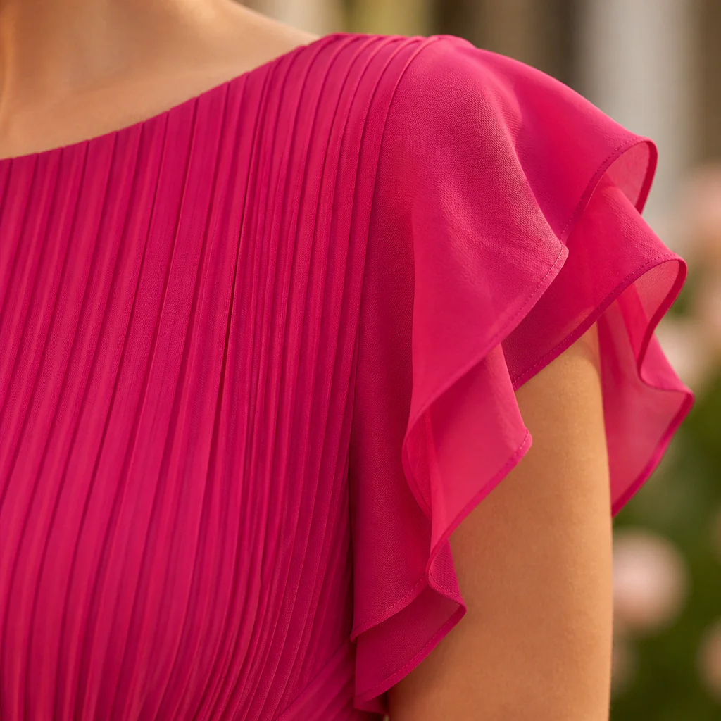 Seluria™ – Flutter-Sleeve Pleated Maxi Dress with Twist-Front Waist - Image 5