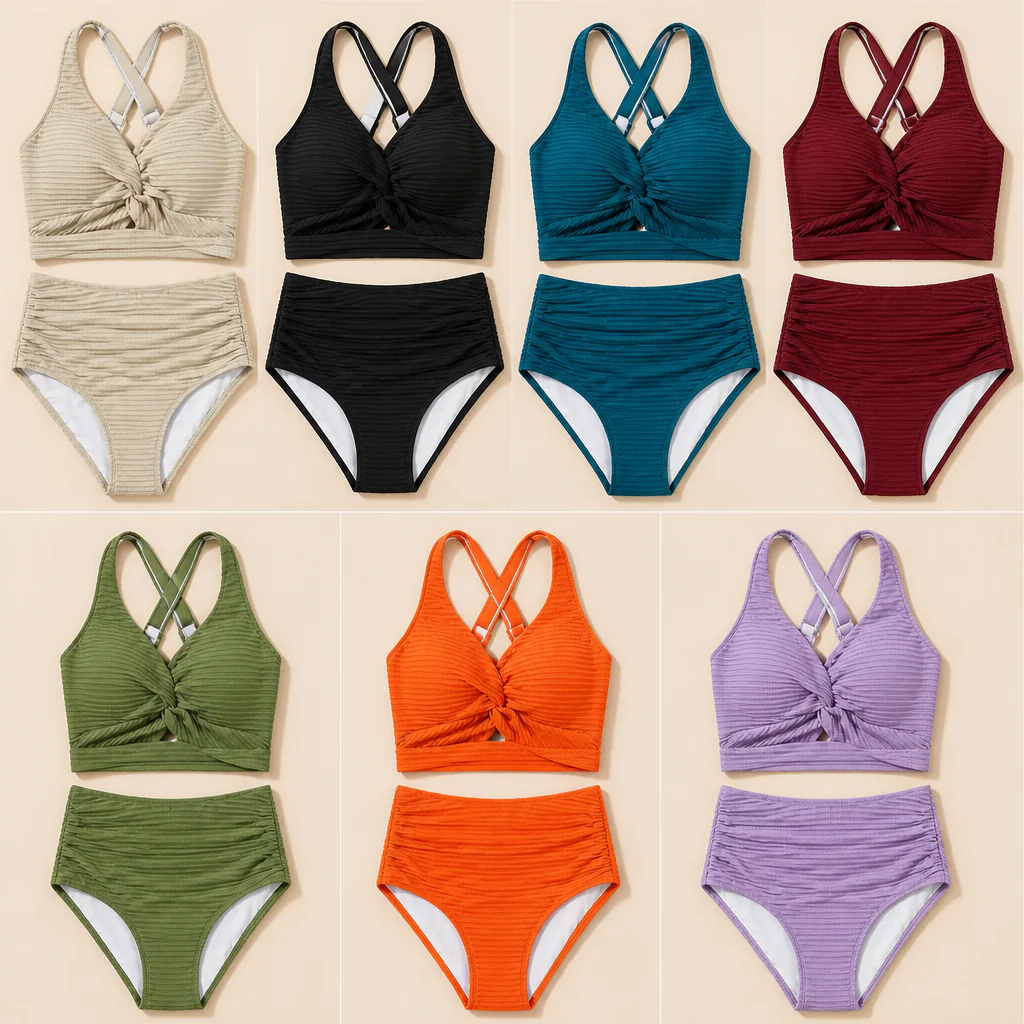 SerenaWave™ – High-Waist Twist-Front Smoothing Bikini Set - Image 7