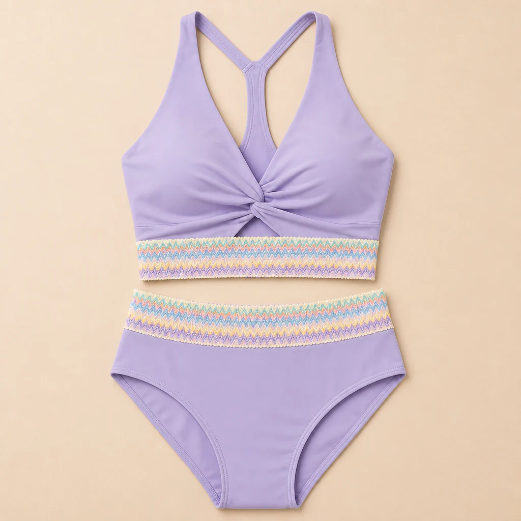 SereneShape™ – High-Waist Smocked Two-Piece Swimsuit with Tummy-Shaping Band - Image 8