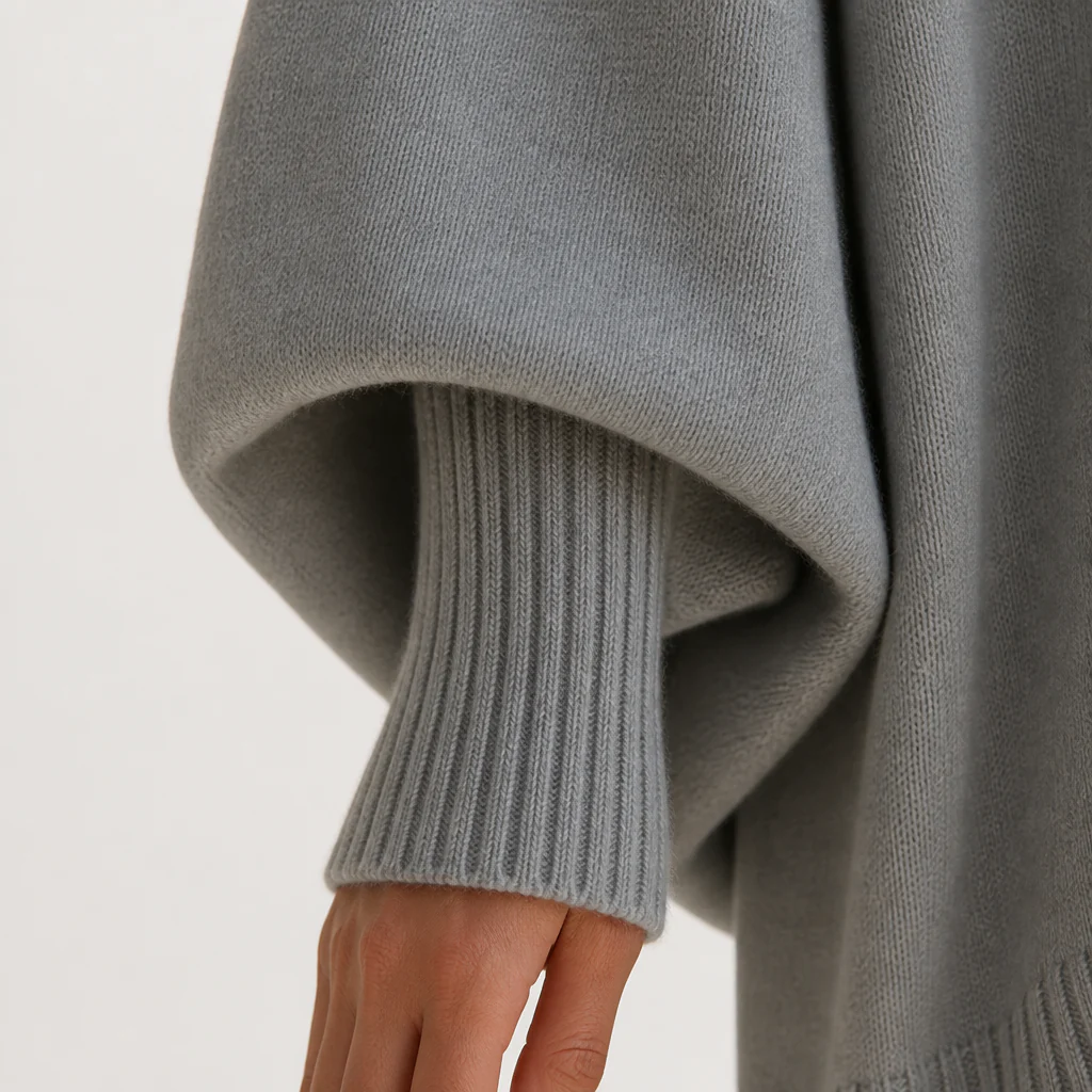 SerenoWave™ – Effortless Asymmetric Poncho Sweater with Batwing Sleeves - Image 6
