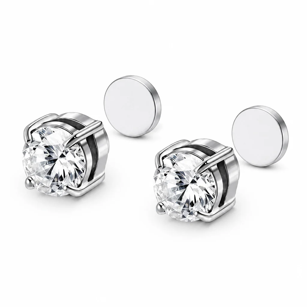 SerenPulse™ – Round-Cut Magnetic Clip-On Stud Earrings, No Piercing Needed - Image 6