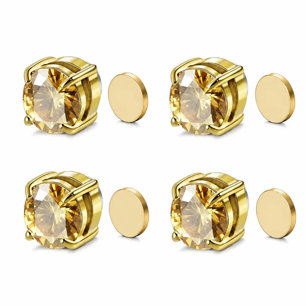 SerenPulse™ – Round-Cut Magnetic Clip-On Stud Earrings, No Piercing Needed - Image 7