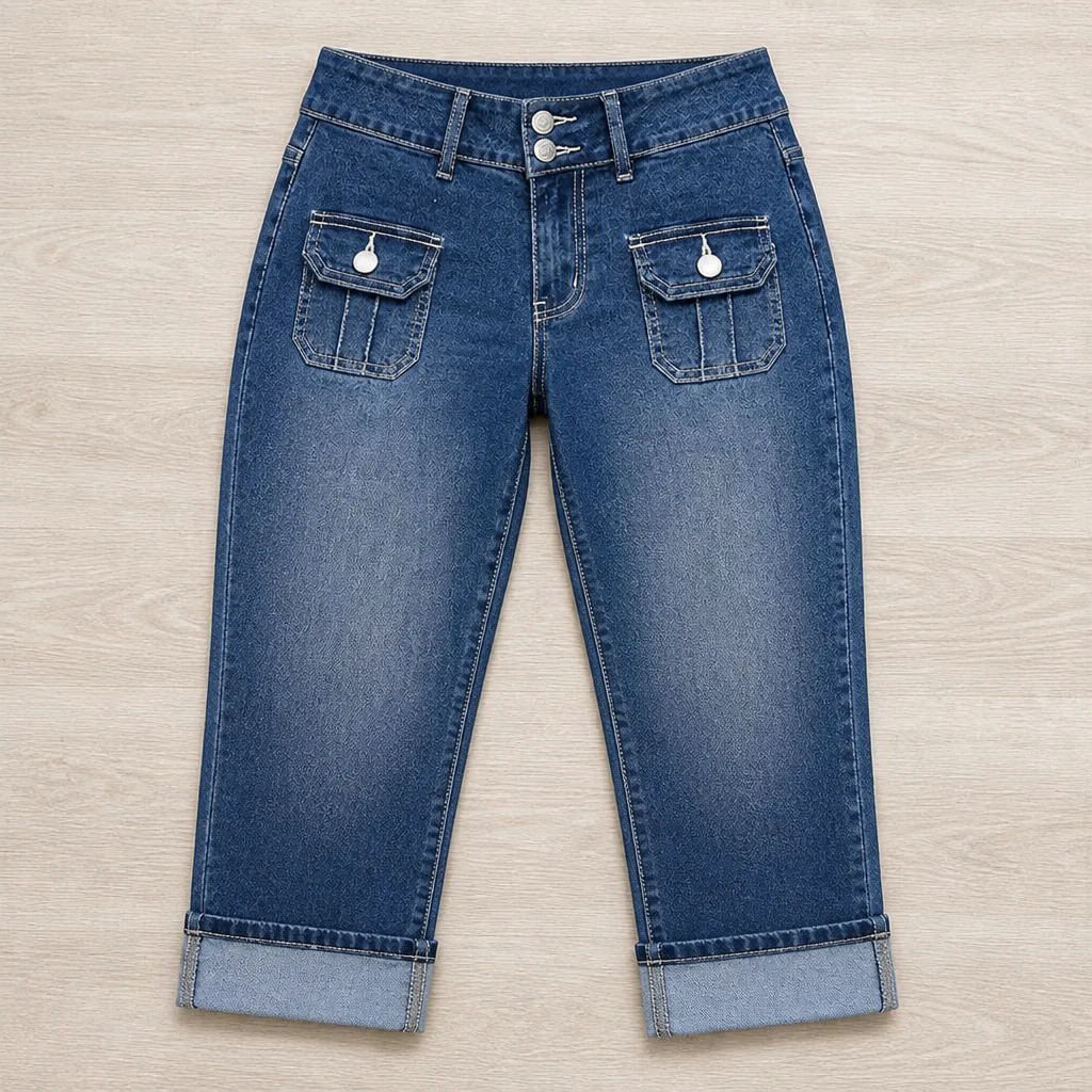 SerisiFlex™ – Curve-Defining Slim Fit Stretch Denim Capris with Contoured Waistband - Image 4