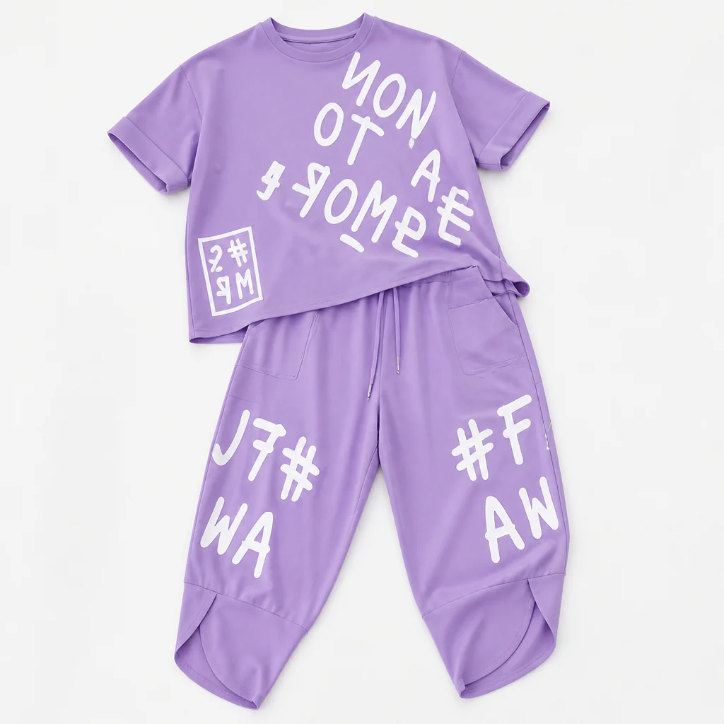 Brixa™ – Oversized Graffiti Print Lounge Two-Piece Set - Image 10