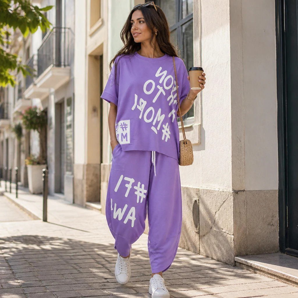 Brixa™ – Oversized Graffiti Print Lounge Two-Piece Set - Image 2
