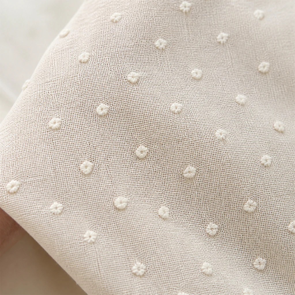 SilkoraWave™ – Relaxed Swiss-Dot Top with Buttoned Sleeve Tabs - Image 5
