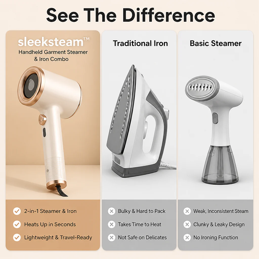 SleekSteam™ — Steam, Dry-Press & Pack Wrinkle-Free Style in Seconds Anywhere - Image 6