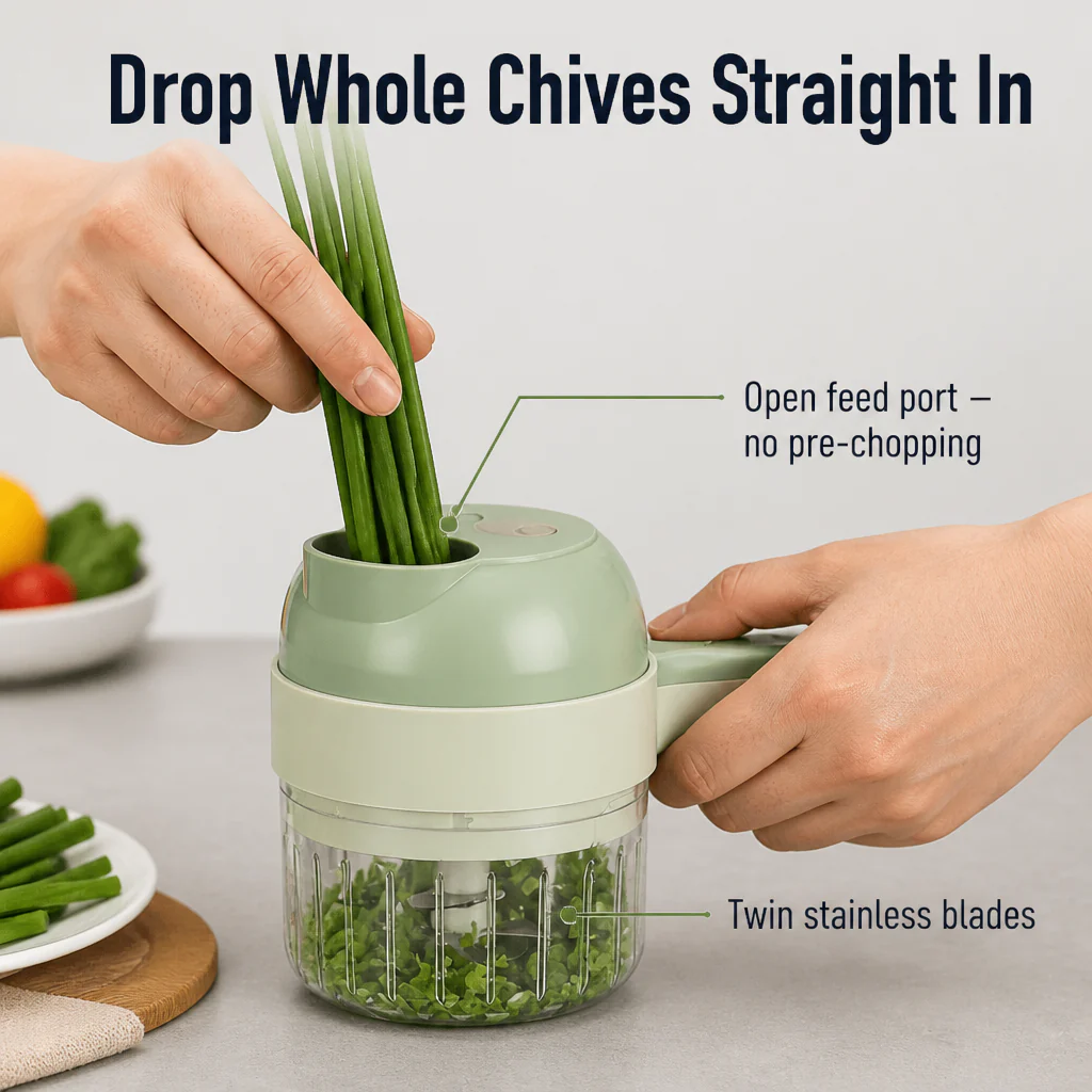 SliceSavvy™ — Mince Garlic, Slice Chili & Grind Meat in Seconds, Cordless - Image 3