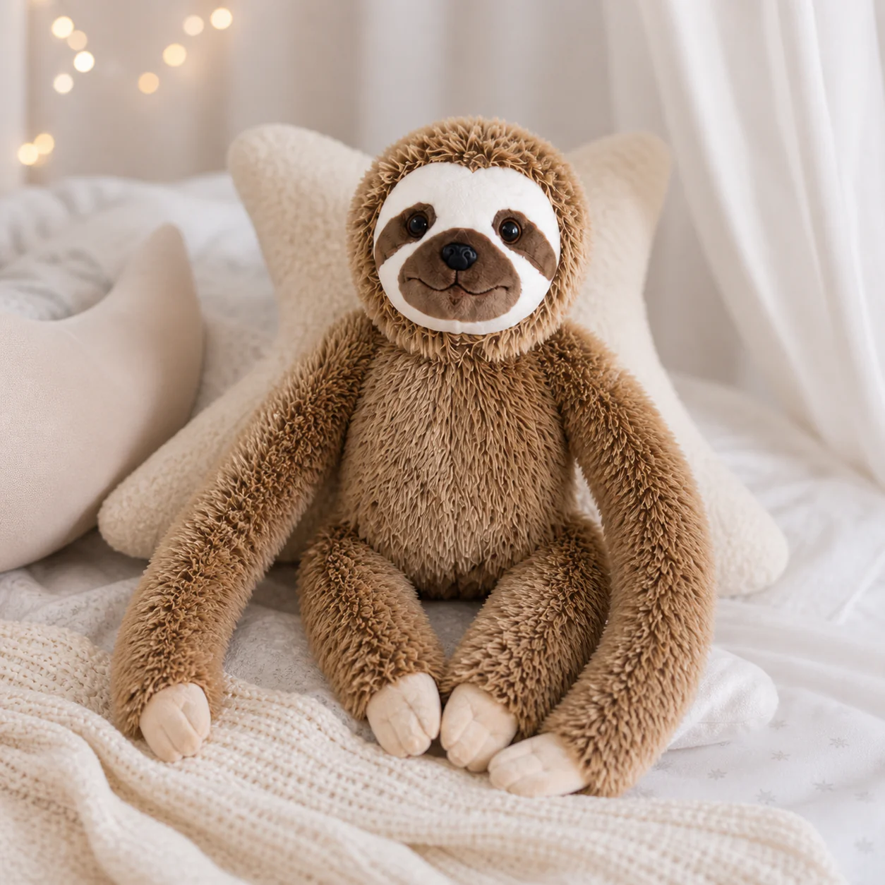 Sloth Plush Toy with Velcro Fasteners