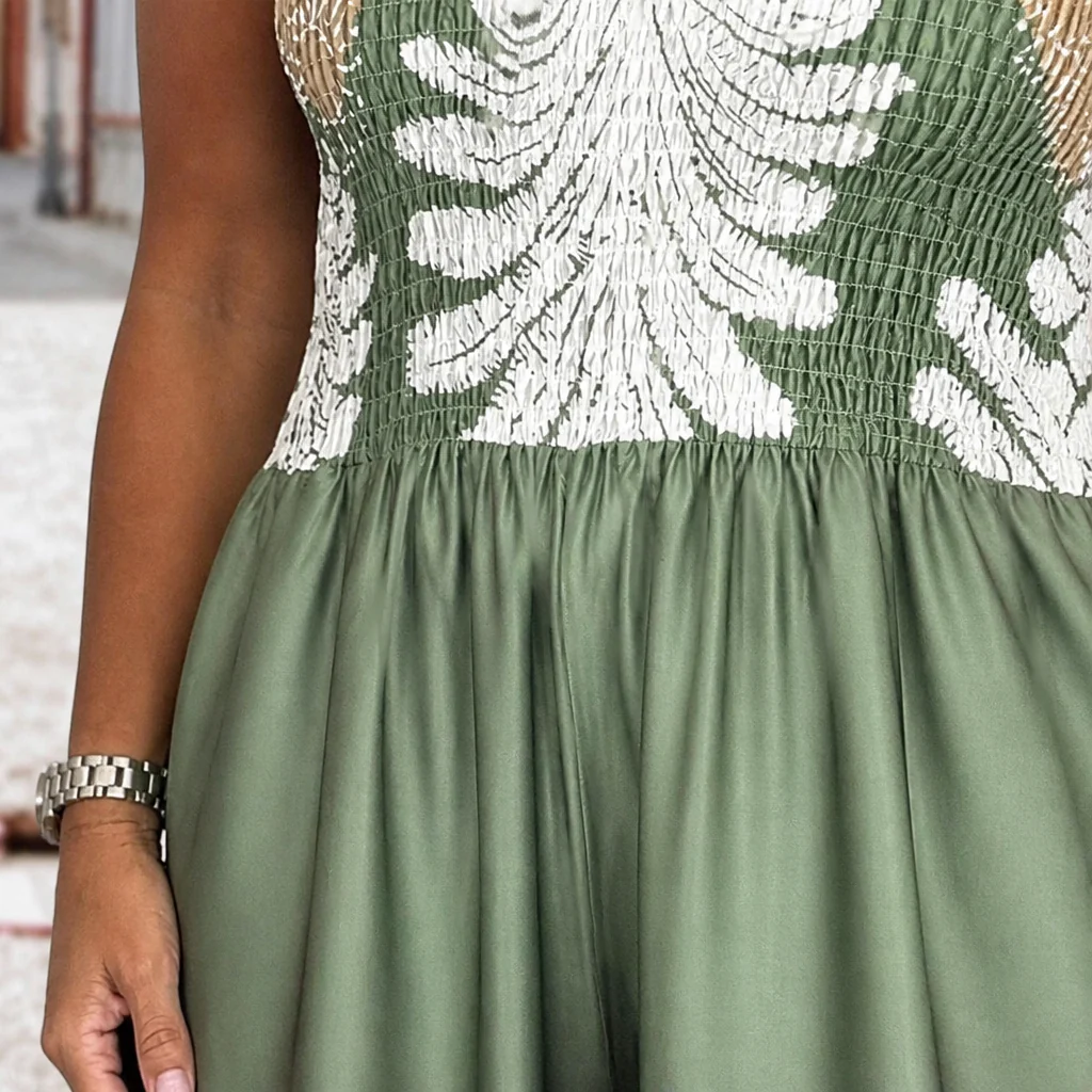 SolaraBreeze™ – Tropical Palm Print Strapless Palazzo Jumpsuit - Image 7