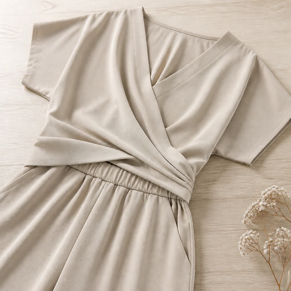 SolaraLuxe™ – Wrap-Front Wide-Leg Jumpsuit with Twist Waist - Image 5