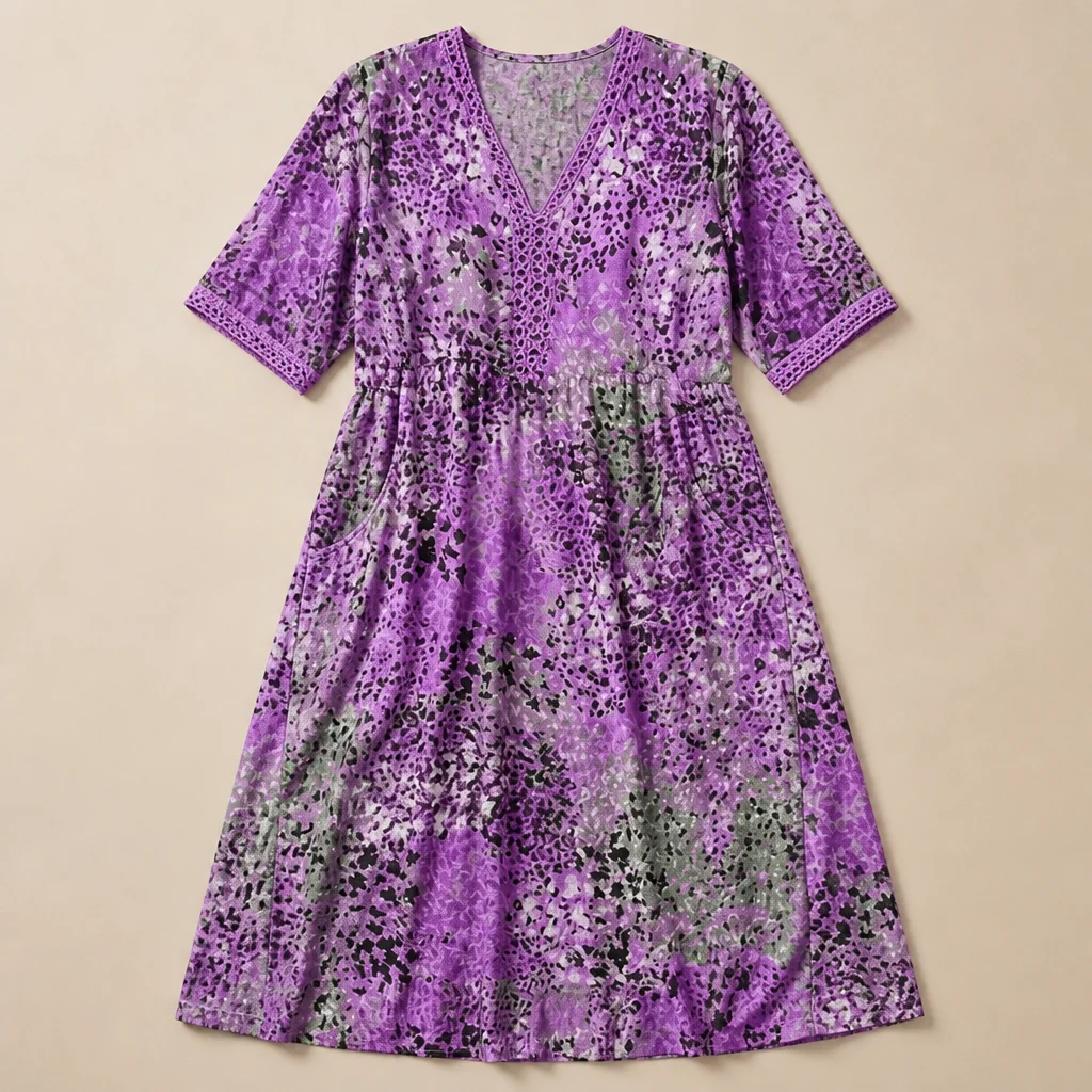 Aesthetic — printed boho midi dress sold on style, ease, and mature-vacation identity. - Image 11