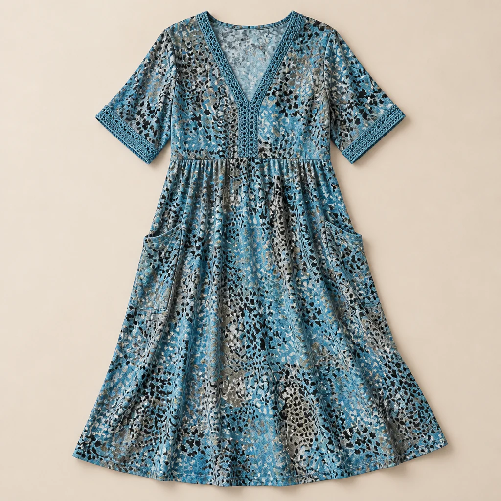 Aesthetic — printed boho midi dress sold on style, ease, and mature-vacation identity. - Image 9
