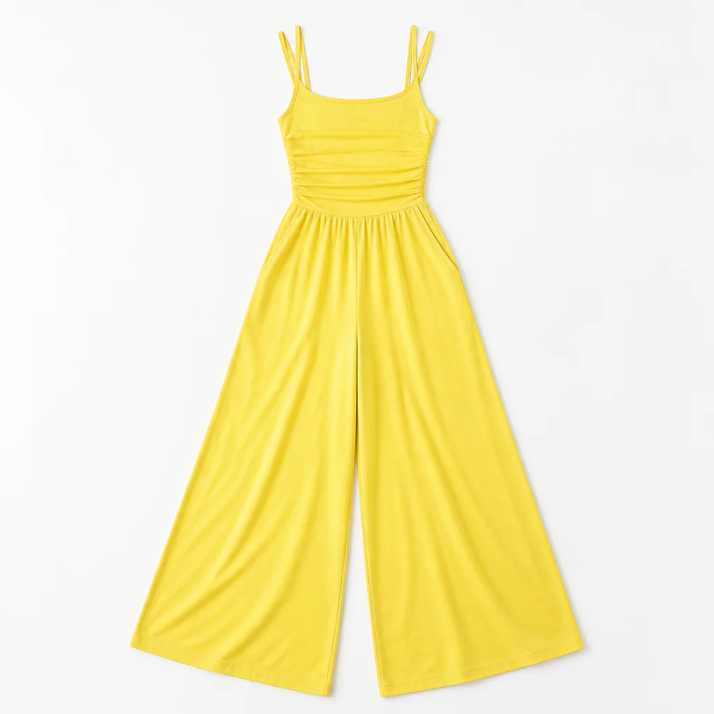 SolaraWave™ – Flowy Wide-Leg Summer Jumpsuit with Ruched Bodice - Image 16