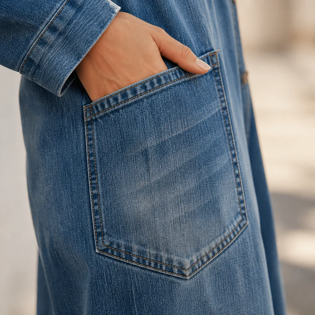 SolsticeWave™ – Off-Shoulder Wide-Leg Denim Jumpsuit with Button-Front Placket - Image 7