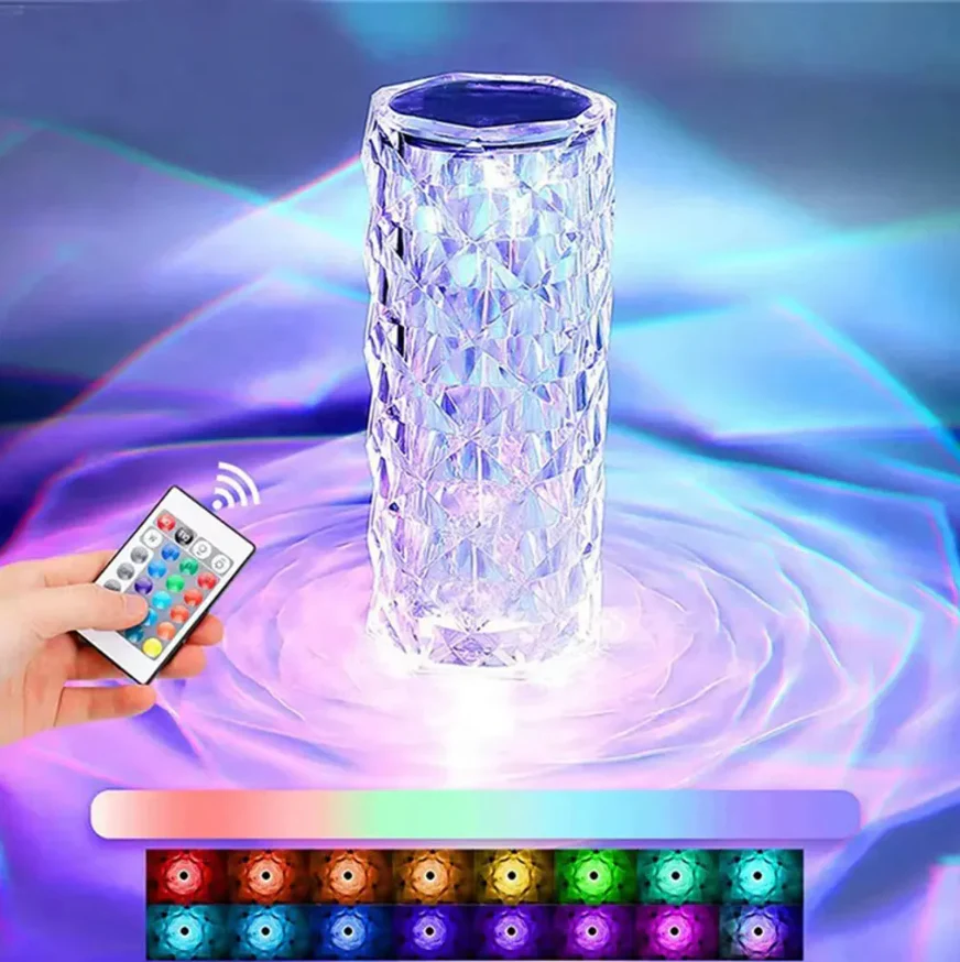 SparklingGlow | LED Crystal Touch Table Lamp with 16 Colors and Remote Control - Image 2